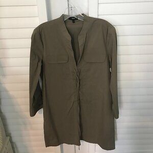 Theory olive green cotton tie close shirt dress, 4